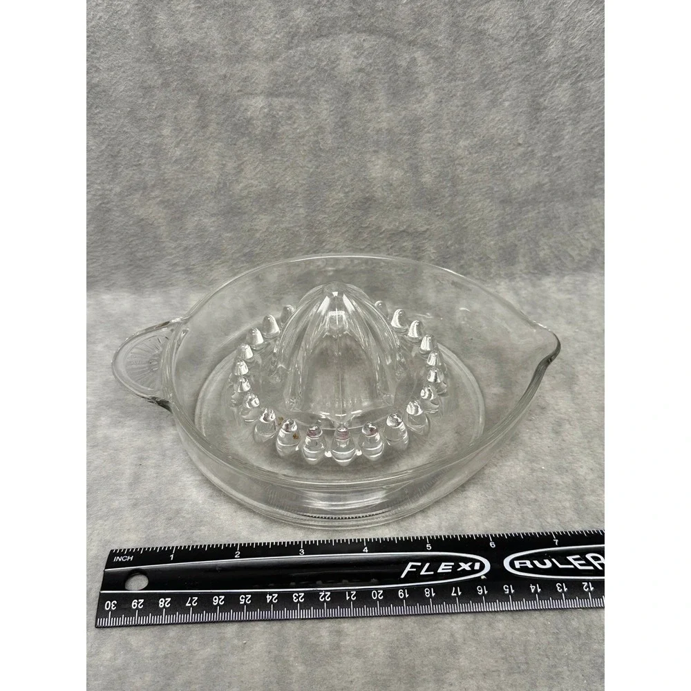 Italy VTG Glass Citrus Juicer Lemon Reamer Clear Pressed Glass Handle Spout